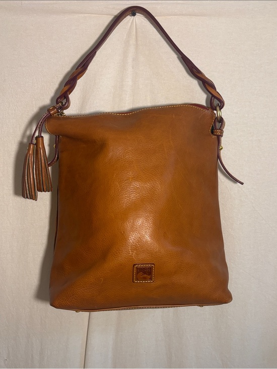 Dooney & Bourke Handbags - Dooney & Boutke Genuine Leather Tan Hobo Shoulder Bag Tassel western Classic